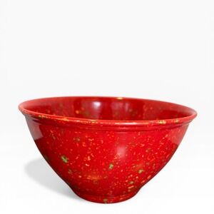 Rachael Ray Mixing Garbage Bowl Red Confetti Speckled Melamine 10" rubber bottom